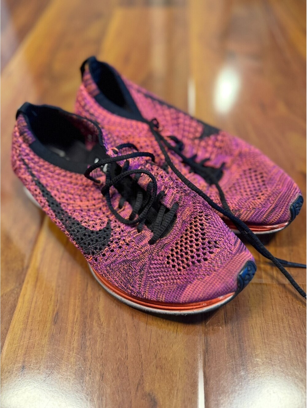 Nike Flyknit Racer 526628-008 Men's SZ 6 Pink Orange Purple Running Shoes